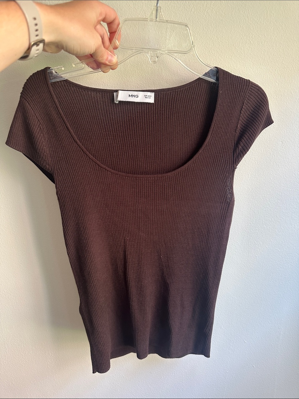 Mango Ribbed Scoop Neck Top